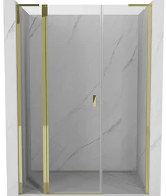 Mexen, Mexen Mist L výklopné sprchové dvere 155 cm, transparentné, zlaté - 8A4L-155-001-50-00