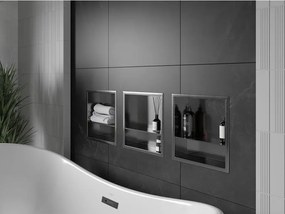 Mexen X-Wall-R, polica na zapustenie s prírubou  30 x 30 cm, grafitová matná - 19E0303010S