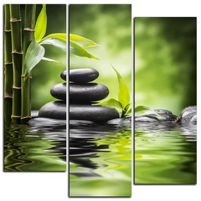 Obraz na plátne - Zen kamene a bambus - štvorec 3193C (105x105 cm)