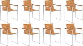 vidaXL Záhradné stoličky 8 ks akáciový masív a nehrdzavejúca oceľ