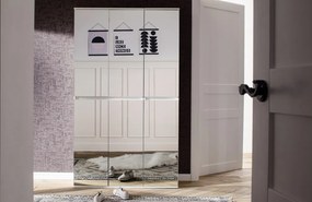 Zrkadlová viacúčelová skriňa s policami Mirror, 74 cm, biela