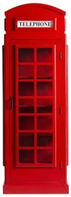 furniture-nabytek.cz - Masívna vitrína London police v červenej farbe, lakovaná, z mangového dreva – 64×40×185 cm