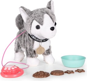 MULTISTORE Interaktívny husky na vôdzke – plyšový psík, chodí, vrtí chvostom, 20+ melódií