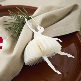 Ib Laursen Papierová vianočná ozdoba Ballerina Dance position White 14 cm