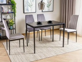 AKCIA Čierny jedálenský stôl RAMOD 100x60 cm, mramorový dekor II. akosť