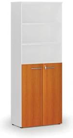 Kombinovaná kancelárska skriňa PRIMO WHITE, dvere na 3 poschodia, 800 x 420 x 2128 mm, biela/čerešňa