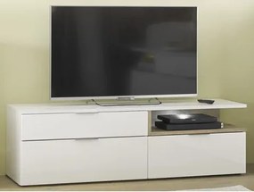 TV skrinka s osvetlením Beatrix, biela lesk/dub viking%