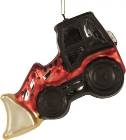 Sklenená vianočná ozdoba traktor s radlicou Digger - 12*4*8 cm