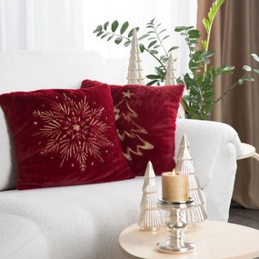 CHLPATÁ VIANOČNÁ DEKORAČNÁ OBLIEČKA NA VANKÚŠ SNOWFLAKE 45X45 CM BÉŽOVÁ