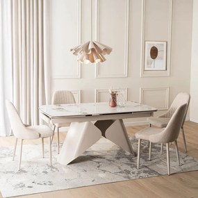 Rozkladací keramický stôl RENATO 160–240 cm Biely mramor/kašmír