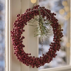 Ib Laursen Korálkový venček Wooden Beads Red Ø 22 cm