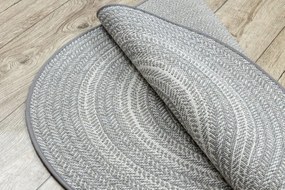 Koberec kruh SIZAL FLAT 48837637 Boho, vrkoč - sivý