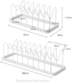 Biely nastaviteľný stojan na pokrievky a panvice YAMAZAKI Tower