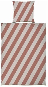 Obliečky na jednolôžko z bavlneného saténu v béžovo-tehlovej farbe 140x200 cm Diagonal – Mette Ditmer Denmark