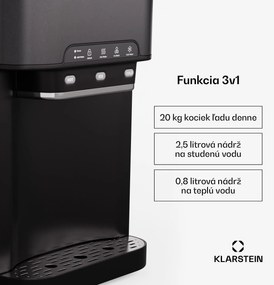 Klarstein Aqueous výrobník ľadu 3 v 1: kocky ľadu, dávkovač vody: horúca a studená, 20 kg/24h