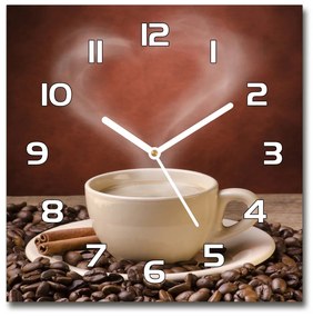 Sklenené nástenné hodiny štvorec Aromatická káva pl_zsk_30x30_f_54277714