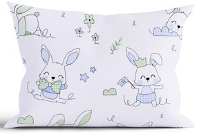 Bavlnená obliečka na vankúš Renforcé 50 × 70 cm - Zajačikovia modré