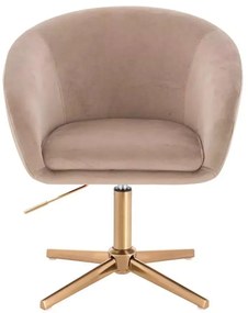 LuxuryForm DESIGN Stolička VENICE VELUR na zlatom kríži - latte