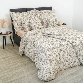 Kvalitex Krepové obliečky Kvietky béžová, 220 x 200 cm, 2 ks 70 x 90 cm