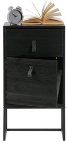 Čierny nočný stolík so zásuvkou a dvierkami WOOOD Zola
