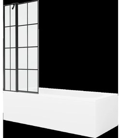 Mexen Vega obdĺžniková vaňa 160 x 70 cm s obkladom a 1-krídlovou sprchovou zástenou 80 cm, Čierny vzor - 550116070X9408117077