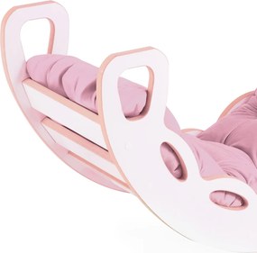 Multifunkčná detská súprava 4v1 – hojdačka, šmykľavka a vankúš ružová