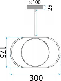 Toolight Toolight, LED závesné svietidlo 18W, 4000K, APP1554-CP, čierna, OSW-05662