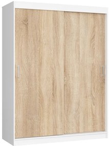 Šatníková skriňa s posuvnými dverami 150 cm CLP mono biela / sonoma