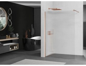 Mexen Kioto, sprchová zástena Walk-In 140 x 200 cm, 8mm sklo s rebrovým vzorom, medený matný profil, 800-140-101-65-09