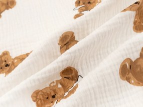 Biante Mušelínová obliečka na vankúš MSN-038 Medvedíky na krémovo bielom 30 x 50 cm