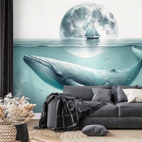 Tapeta veľryba pod mesačným svitom