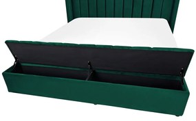 Zamatová posteľ s úložným priestorom 180 x 200 cm zelená NOYERS Beliani