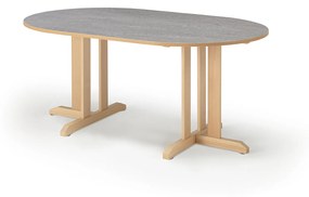 Stôl KUPOL, oválny, 1500x800x720 mm, linoleum - šedá, breza