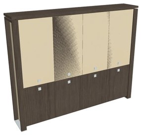 Vysoká skriňa Verno+ S 260 x 46 x 210 cm, kombinované dvere, dub antracit / vanilka