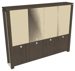 Vysoká skriňa Verno+ S 260 x 46 x 210 cm, kombinované dvere, dub antracit / vanilka