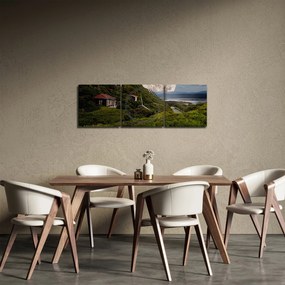 Obraz krajiny s mesiacom (s hodinami) (90x30 cm)