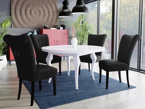 Stôl Julia FI 100 so 4 stoličkami ST65, Farby: čierny, Farby:: biely lesk, Potah: Magic Velvet 2219