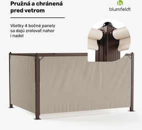 Blumfeldt Pantheon Cortina pergola 3x4 m, odolná voči poveternostným vplyvom, hliník, prášková farba, rolety