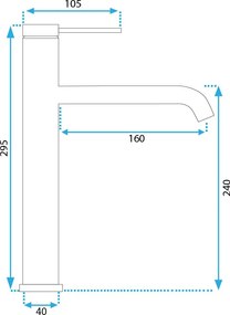 Rea Clif, vysoká umývadlová batéria h-295, brúsená oceľ, REA-B5330