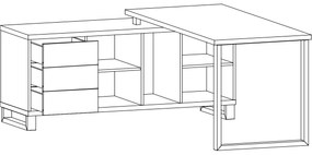 Rohový písací stôl Ovida 1D3DRWS - craft tobaco / matera