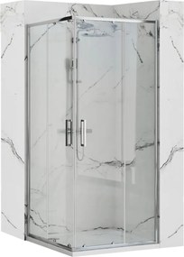 Štvorcový sprchový kút REA PUNTO 90x90 cm, chróm/transparent + vanička Savoy biela