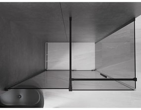 Mexen Velar, sprchový kút s posuvnými dverami 160 x 85 cm, 8mm šedé sklo, čierna matná, 871-160-085-41-70