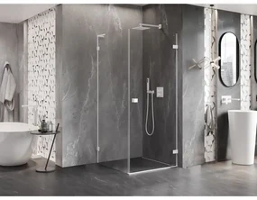 Mexen Lunar-B L výklopný sprchový kút pravý 80 x 80 cm, číre sklo, biela, 832L-080-080-20-00-P