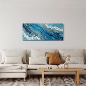 Obraz - Bledomodrý mramor so zlatom II. (120x50 cm)