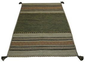 Zeleno-hnedý bavlnený koberec Webtappeti Antique Kilim, 160 x 230 cm