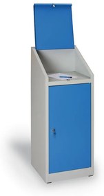 Dielenská policová skrinka na náradie s pultom KOVOS, 3 police, perforované dvere, 500 x 500 x 1300 mm