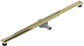 MEXEN Flat nerezový sprchový žľab s rotačným 360° sifónom 150 cm, vzor SLIM, zlatá, 1541150