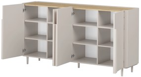 Štvordverová komoda Amilio 200 cm - kašmír / olejovaný dub / úchytky kašmír