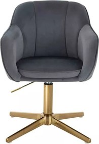 LuxuryForm DESIGN Stolička AVOLA VELUR na zlatom kríži - tmavo šedá