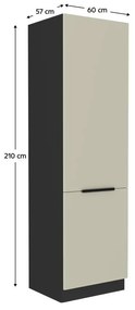 Kuchynská skrinka na vstavanú chladničku Arikona 60 LO 210 2F (kašmír + čierna) . Vlastná spoľahlivá doprava až k Vám domov. 1097067